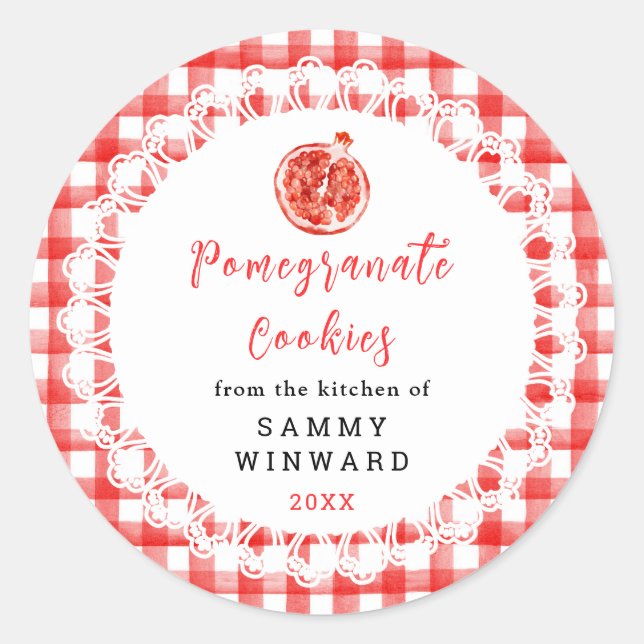 Sticker Rond Homemade Pomegranate Cookies Label (Devant)