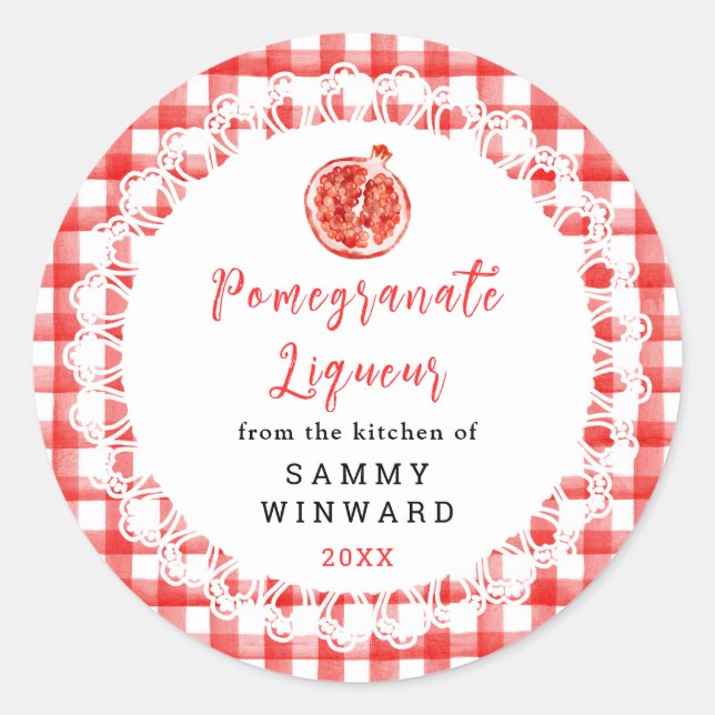 Sticker Rond Homemade Pomegranate Liqueur Label (Devant)
