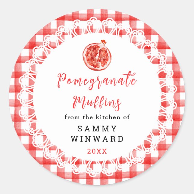Sticker Rond Homemade Pomegranate Muffins Label (Devant)