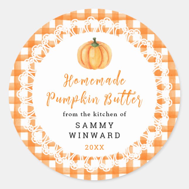 Sticker Rond Homemade Pumpkin Butter Label (Devant)
