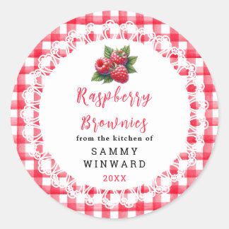 Sticker Rond Homemade Raspberry Brownies Label