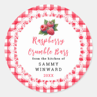 Sticker Rond Homemade Raspberry Crumble Bars Label