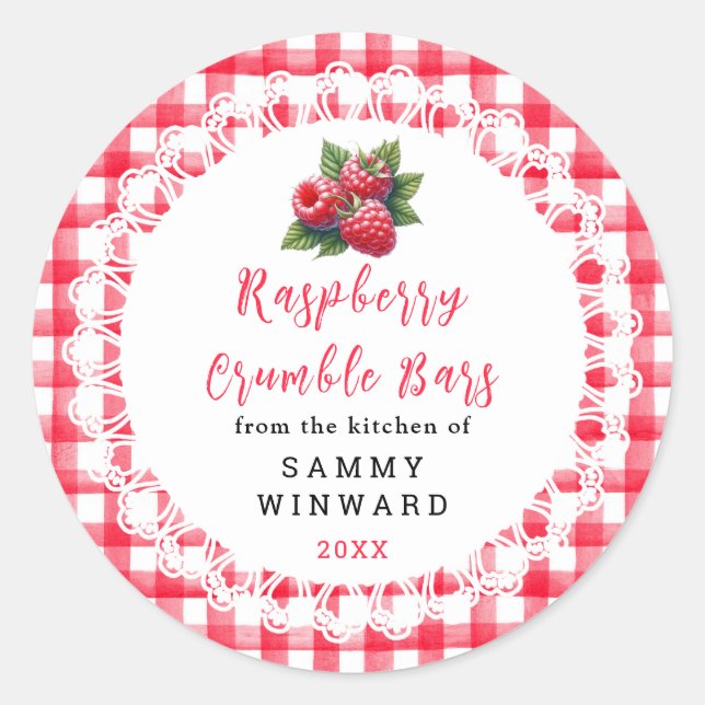 Sticker Rond Homemade Raspberry Crumble Bars Label (Devant)
