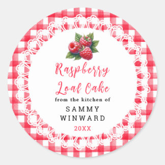Sticker Rond Homemade Raspberry Loaf Cake Label