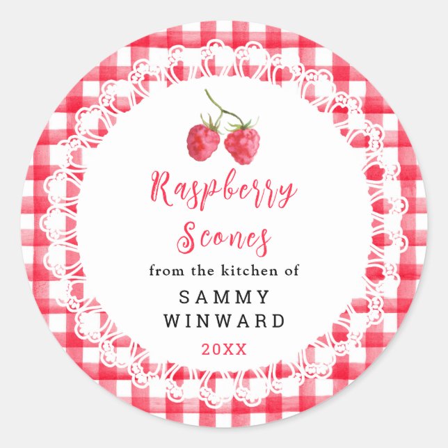 Sticker Rond Homemade Raspberry Scones Label (Devant)