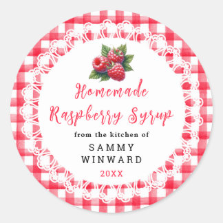 Sticker Rond Homemade Raspberry Syrup Label