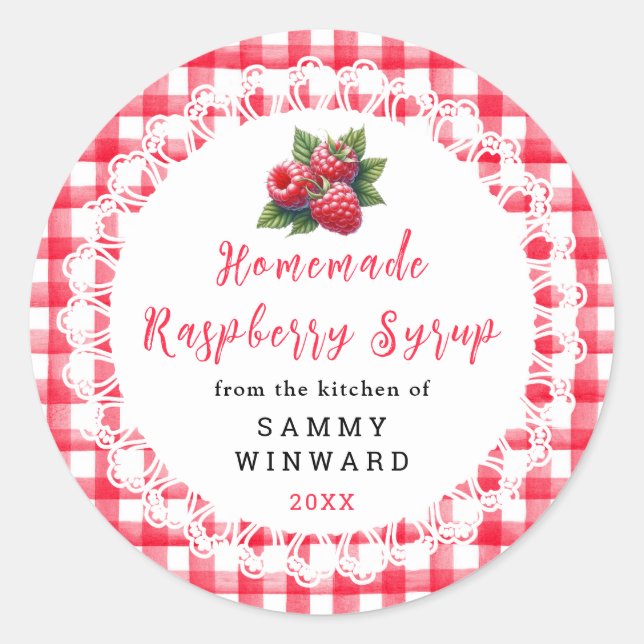 Sticker Rond Homemade Raspberry Syrup Label (Devant)