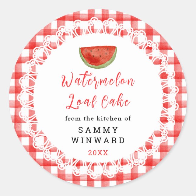 Sticker Rond Homemade Watermelon Loaf Cake Label (Devant)