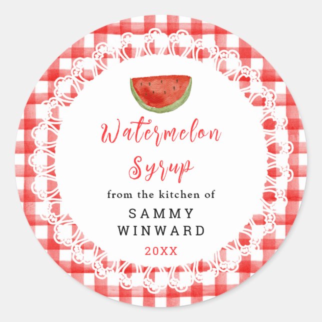 Sticker Rond Homemade Watermelon Syrup Label (Devant)