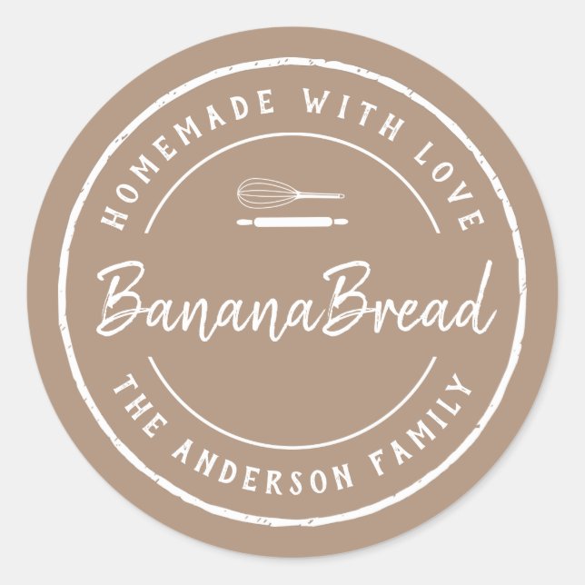 Sticker Rond Homemade with Love Bakery Logo Baking Gift (Devant)
