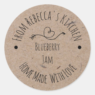 Sticker Rond Homemade with Love Kraft Paper Jam Canning Label