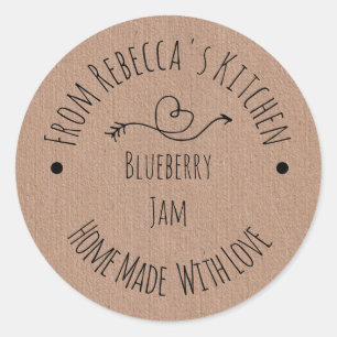 Sticker Rond Homemade with Love Kraft Paper   Jam Canning Label