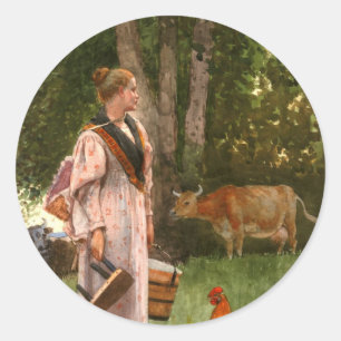 Sticker Rond Homère vintage Winslow The Milk Maid
