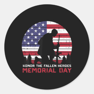 Sticker Rond Hommage à la Fallen Heroes Memorial Day US Drapeau