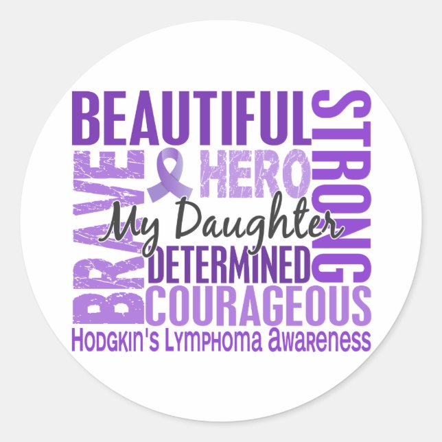 Sticker Rond Hommage Carré Fille Hodgkins Lymphome (Devant)
