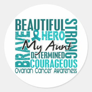 Sticker Rond Hommage Carré Tante Cancer de l'ovaire