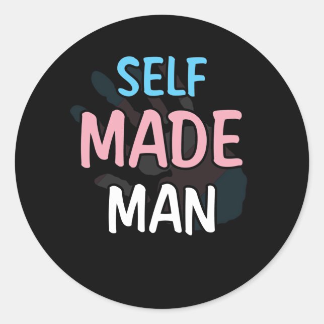 Sticker Rond Homme auto-fabriqué Transman LGBT Trans Pride Drap (Devant)