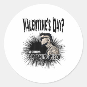 Sticker Rond Homme célibataire tatoué pour la Saint Valentin