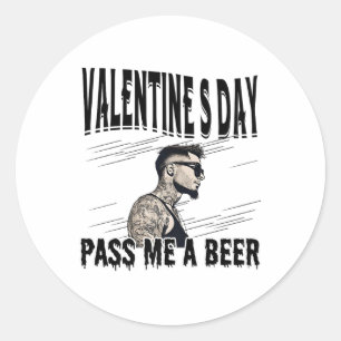Sticker Rond Homme célibataire tatoué pour la Saint Valentin