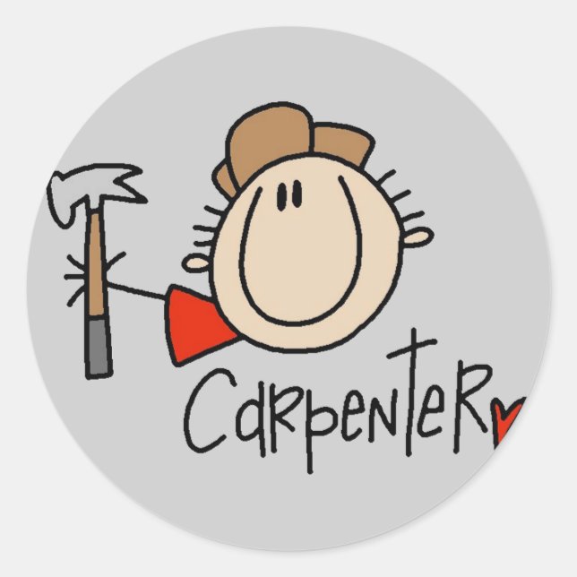 Sticker Rond Homme charpentier (Devant)