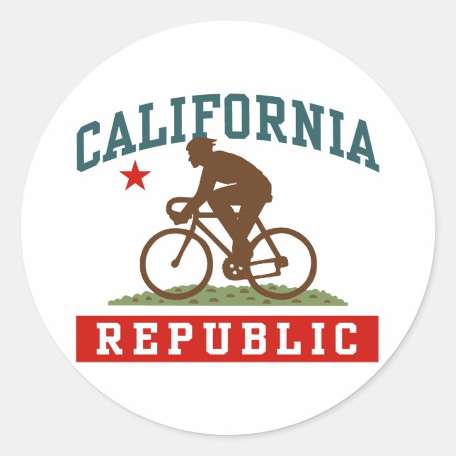 Sticker Rond Homme cycliste californien (Devant)