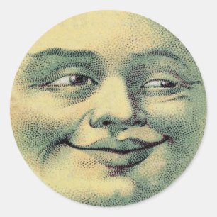 Sticker Rond Homme dans l'autocollant de cru de lune