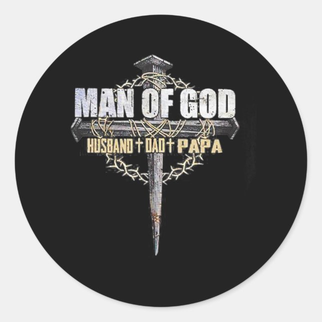 Sticker Rond Homme de Dieu Mari papa papa papa père jour (Devant)