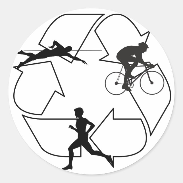 Sticker Rond Homme de triathlon (Devant)