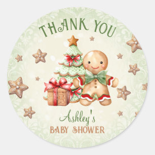 Sticker Rond Homme en pain d'épices Baby shower traditionnel de
