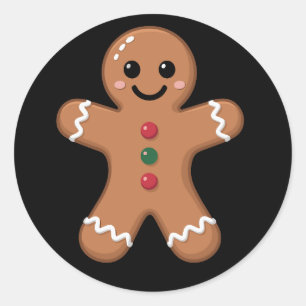 Sticker Rond Homme en pain d'épices Biscuit de Noël Cuisson des