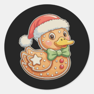 Sticker Rond Homme en pain d'épices Canard Noël Xmas Vacances