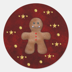 Sticker Rond Homme en pain d'épices de Noël mignon