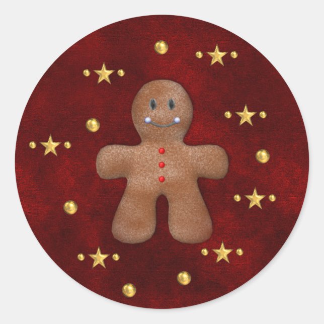 Sticker Rond Homme en pain d'épices de Noël mignon (Devant)