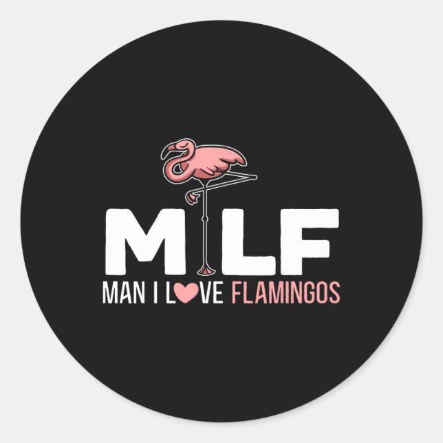 Sticker Rond Homme I Love Flamants roses Oiseau Amoureux Flaman (Devant)