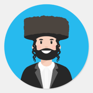Sticker Rond Homme juif à Shtreimel casquette