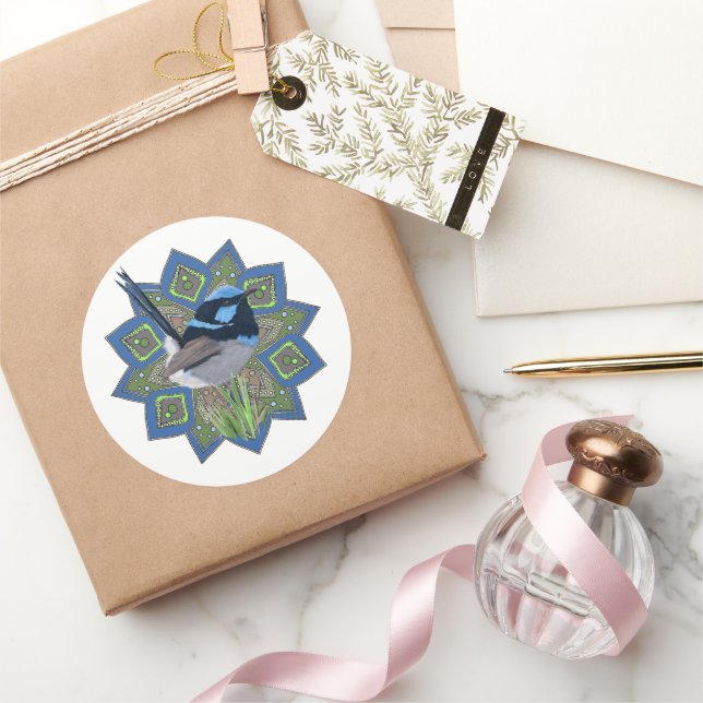 Sticker Rond Homme Superbe Fairy-Wren (Cadeaux)