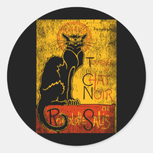 Sticker Rond Homme Vintage Tour Du Chat Noir Chat Noir Pour