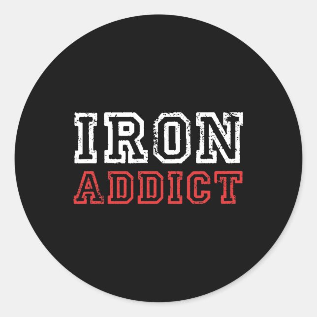 Sticker Rond Hommes Addict De Fer Salle De Fitness Fitness Fitn (Devant)