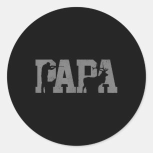 Sticker Rond Hommes Chasse Papa Fête des pères Papa Deer Elk Hu