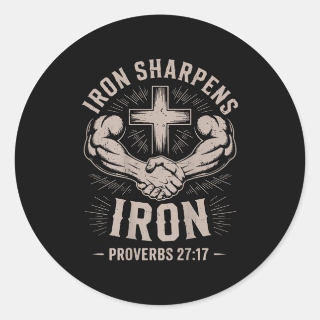 Sticker Rond Homme's Christian Workout Iron Sharpens Iron Prove (Devant)
