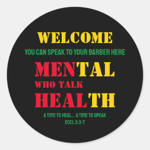 Sticker Rond HOMMES DE Santé Mentale QUI PARLENT HEAL Barber
