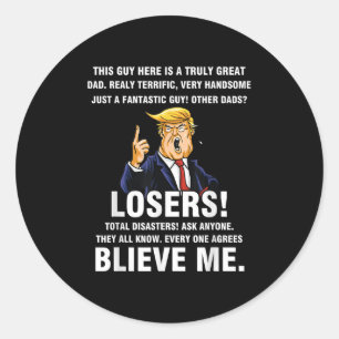 Sticker Rond Hommes Grand Papa Donald Trump Mème Terrifique Pap