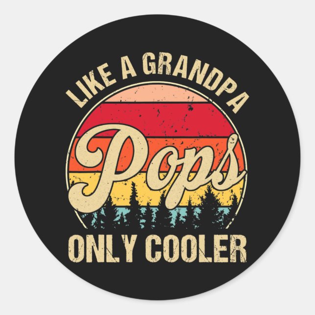 Sticker Rond Hommes Pops Comme Un Grand-Père Uniquement Glacièr (Devant)