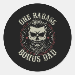 Sticker Rond Hommes Un Badass Bonus Papa Anniversaire Étape Pa