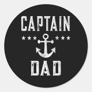 Sticker Rond Hommes Vintage Capitaine Papa Lake Fête des pères