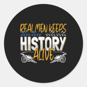 Sticker Rond Hommes vrais garder l'histoire en vie - American C