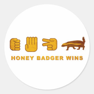 Sticker Rond Honey Badger gagne - ciseau de papier rock (Vintag