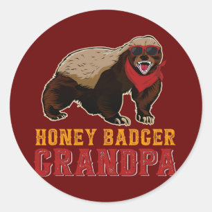 Sticker Rond Honey Badger Grandpa Honey Badger