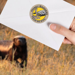 Sticker Rond Honey Badgers ne crains pas mal Jaune effrayant An