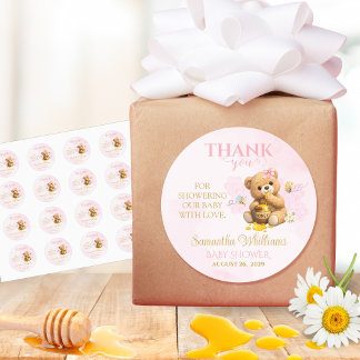 Sticker Rond Honey Bear Baby Shower - A Little Honey Baby Showe